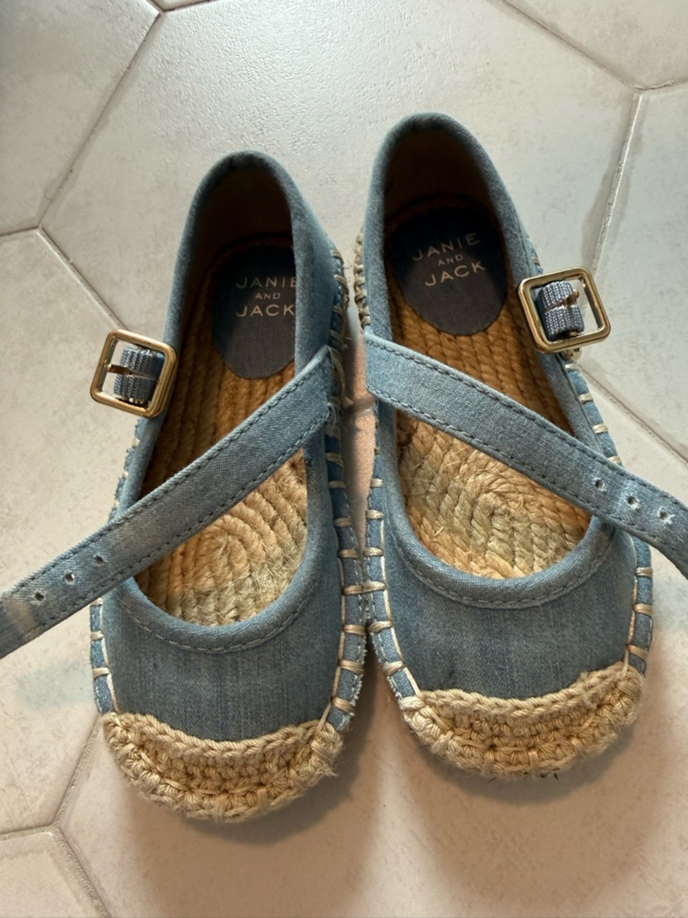 Jane and Jack baby girl denim espadrilles Mary Janes/ballerina shoes size 6